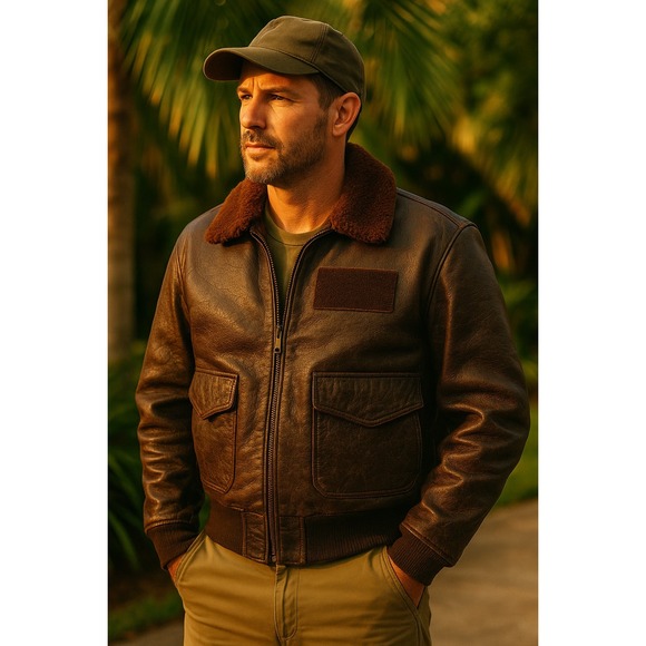 Vintage Cooper Sportswear G-1 Flight Jacket Size 44 USN Bomber 1989 Made in USA - Picture 1 of 12